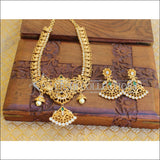 BEAUTIFUL CZ MATTE FINISH PEACOCK NECKLACE SET UTV187 - Necklace Set