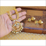 BEAUTIFUL CZ MATTE FINISH PEACOCK NECKLACE SET UTV188 - Necklace Set