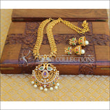 BEAUTIFUL CZ MATTE FINISH PEACOCK NECKLACE SET UTV188 - Necklace Set