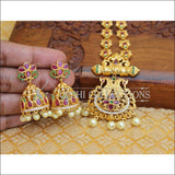 BEAUTIFUL CZ MATTE FINISH PEACOCK NECKLACE SET UTV189 - Necklace Set