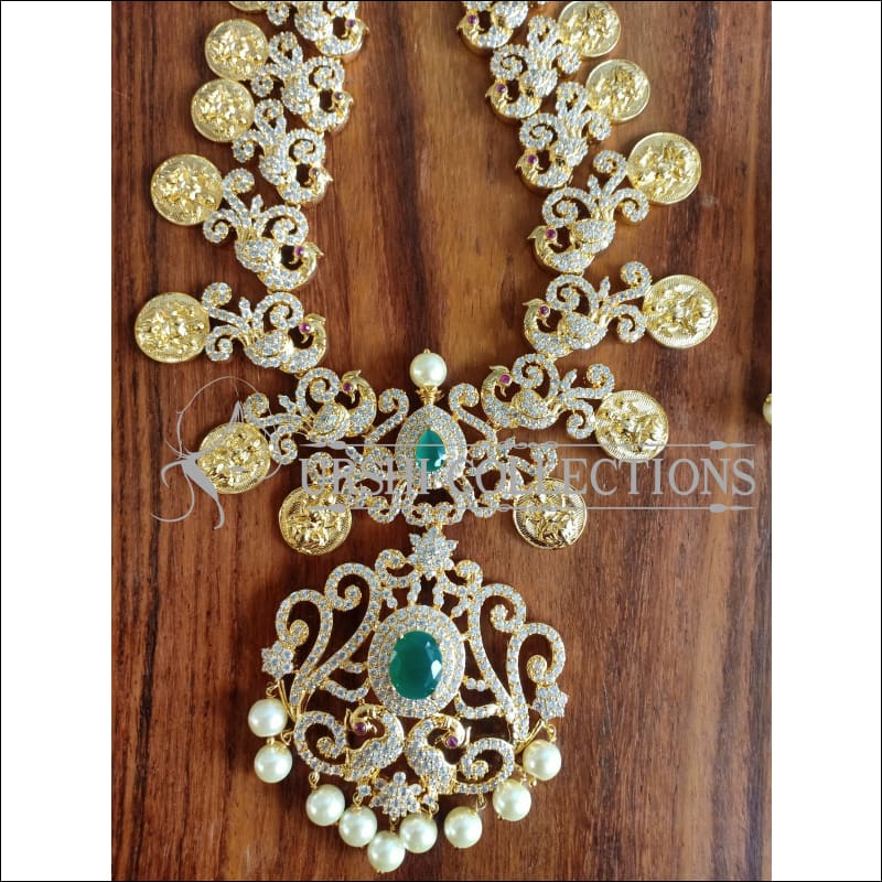 BEAUTIFUL DESIGNER CZ LAKSHMI NECKLACE SET UTV984 - Necklace Set