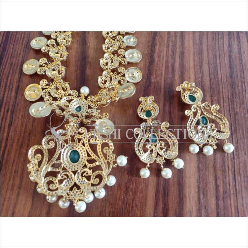 BEAUTIFUL DESIGNER CZ LAKSHMI NECKLACE SET UTV984 - Necklace Set