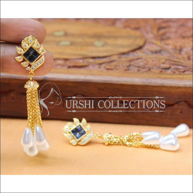 Designer CZ Earrings UC-NEW436 - Blue - Earrings
