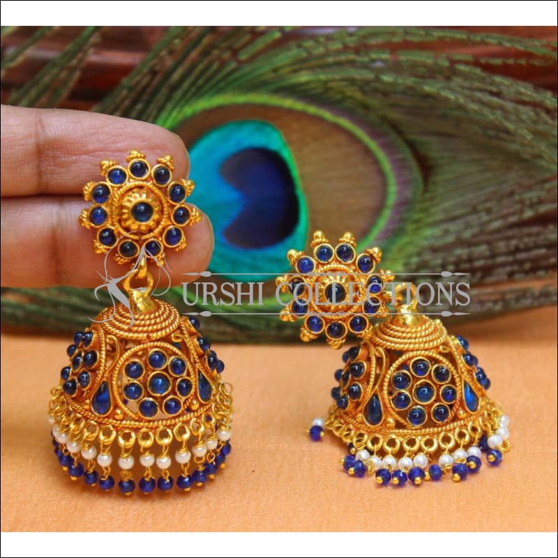 Designer Geru Polish Earrings Set UC-NEW1098 - Blue - Earrings