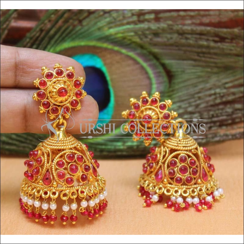 Designer Geru Polish Earrings Set UC-NEW1098 - Ruby - Earrings