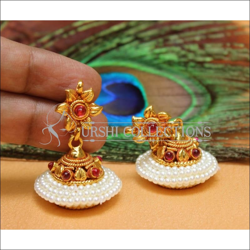 Designer Geru Polish Earrings Set UC-NEW1655 - Ruby - Earrings