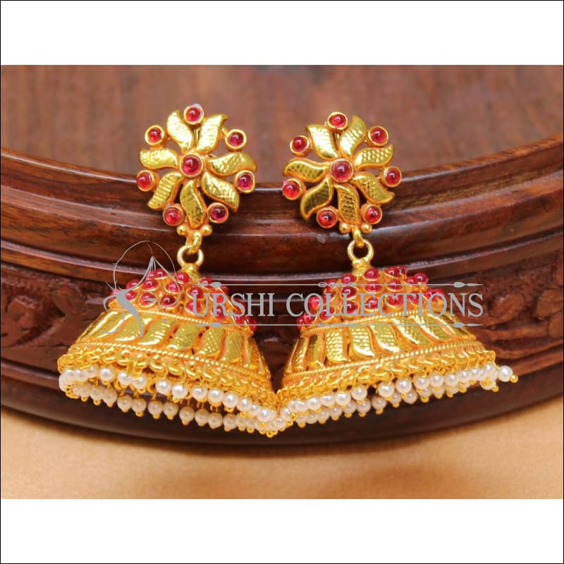 Designer Geru Polish Earrings UC-NEW2045 - Ruby - Earrings