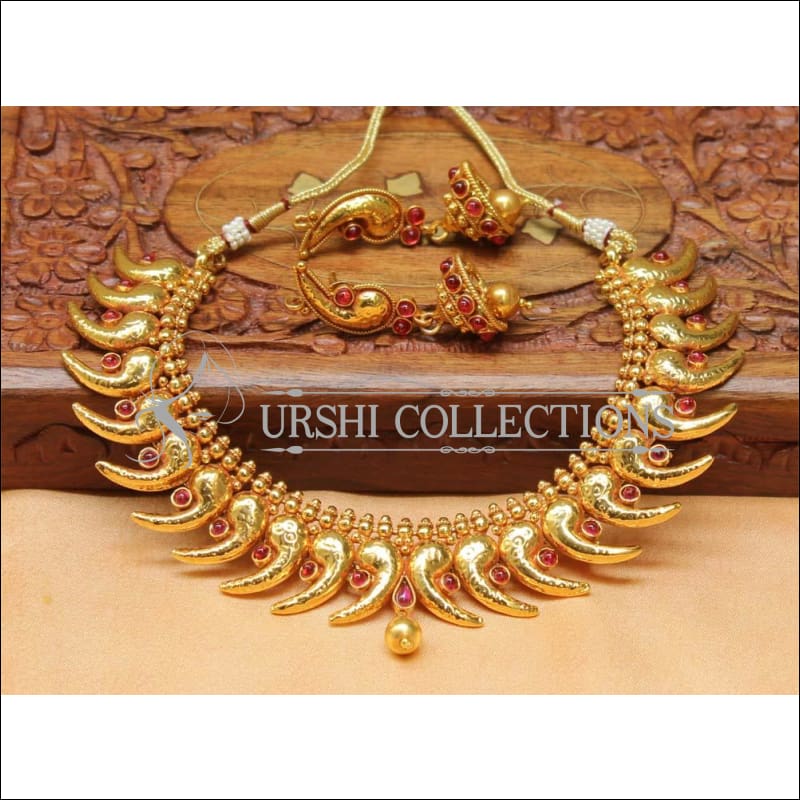 Designer Geru Polish Necklace Set UC-NEW1284 - Ruby - Necklace Set