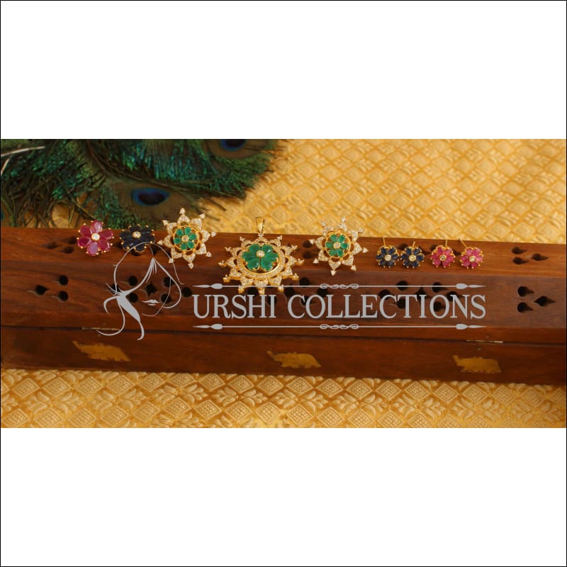 Designer gold plated CZ changeable pendant set M527 - Pendant Set