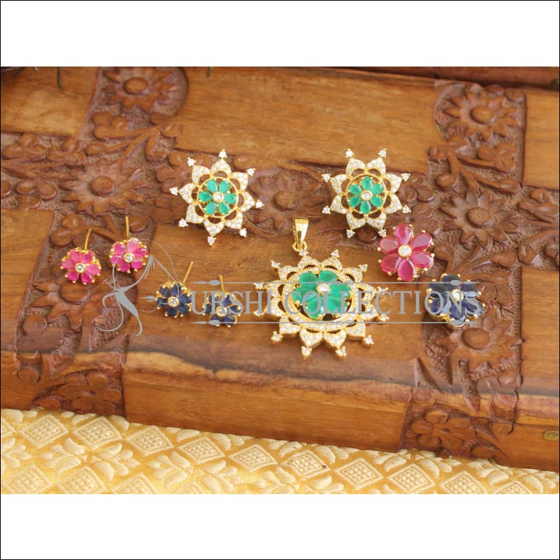 Designer gold plated CZ changeable pendant set M527 - Pendant Set