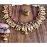 DESIGNER GOLD PLATED KEMPU NECKLACE SET UTV1144 - MULTY - Necklace Set