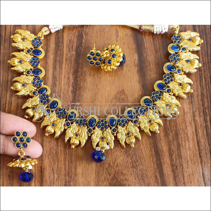 DESIGNER GOLD PLATED KEMPU NECKLACE SET UTV1144 - Necklace Set