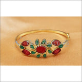 Designer Gold Plated Openable Kada UC-NEW1711 - Green & Red - Bracelets