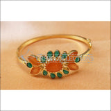 Designer Gold Plated Openable Kada UC-NEW1719 - Orange & Green - Bracelets