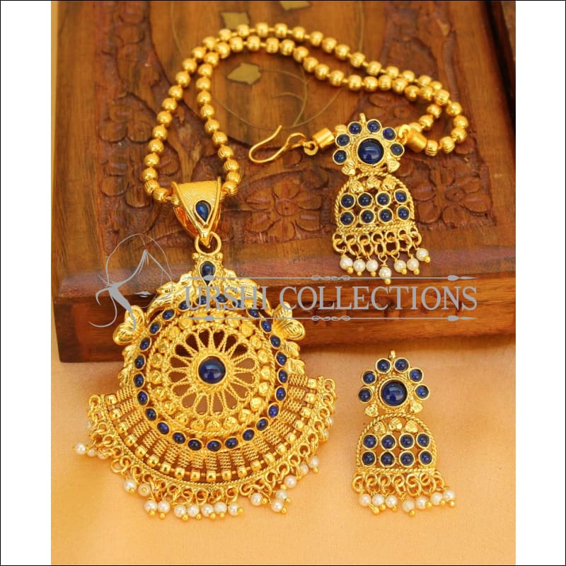 Designer Gold Plated Pendant Set UC-NEW2711 - Blue - Pendant Set