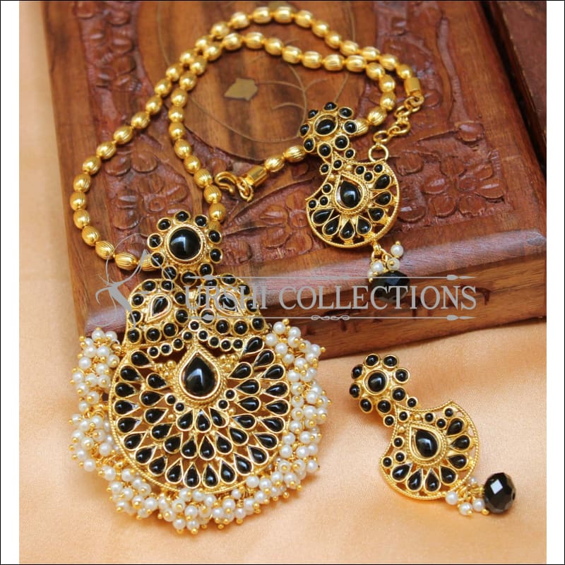 Designer Gold Plated Pendant Set UC-NEW2715 - Black - Pendant Set