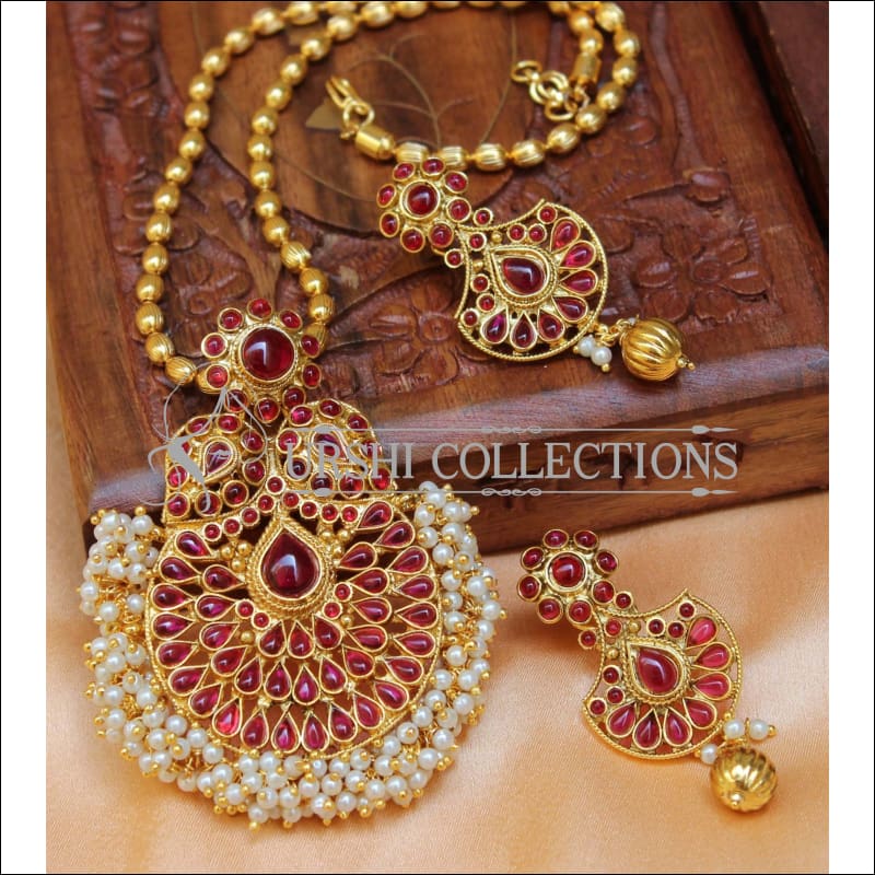 Designer Gold Plated Pendant Set UC-NEW2715 - Red - Pendant Set