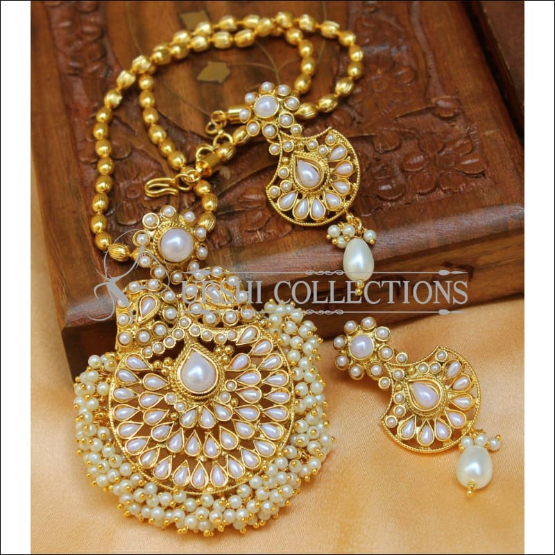 Designer Gold Plated Pendant Set UC-NEW2715 - White - Pendant Set