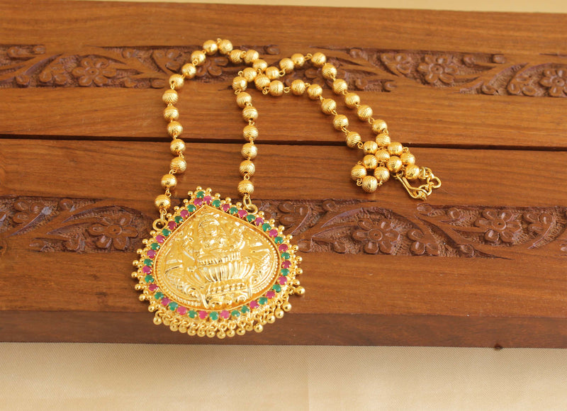 Designer Gold Plated CZ Temple Necklace M1945