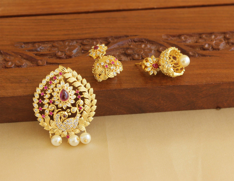 Designer Gold Plated CZ Pendant Set M1944