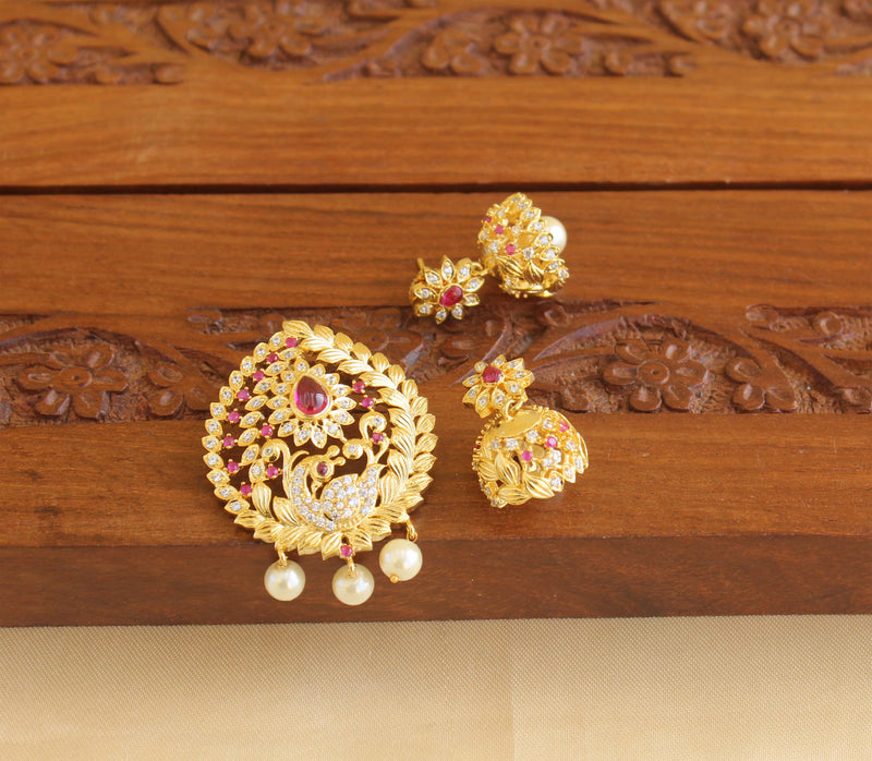 Designer Gold Plated CZ Pendant Set M1944