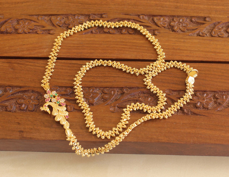 Gold Plated CZ Peacock Moppu Chain M1921