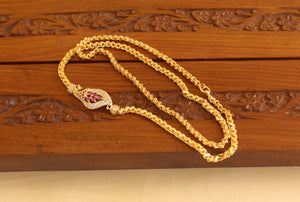 Gold Plated CZ Peacock Moppu Chain M1927