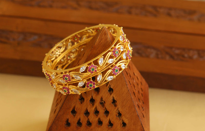 Designer Gold Plated CZ Bangles M1934
