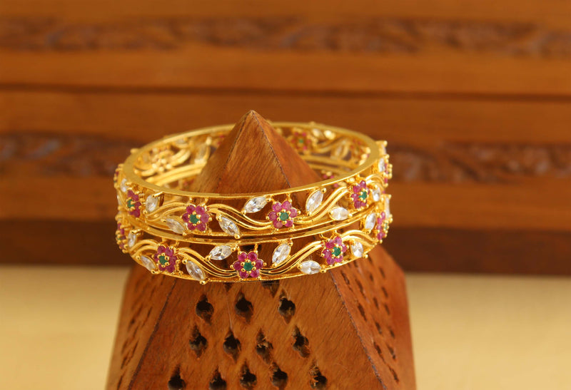 Designer Gold Plated CZ Bangles M1934