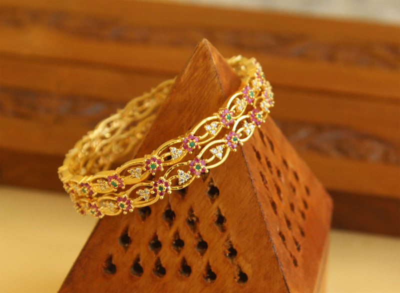 Designer Gold Plated CZ Bangles M1936