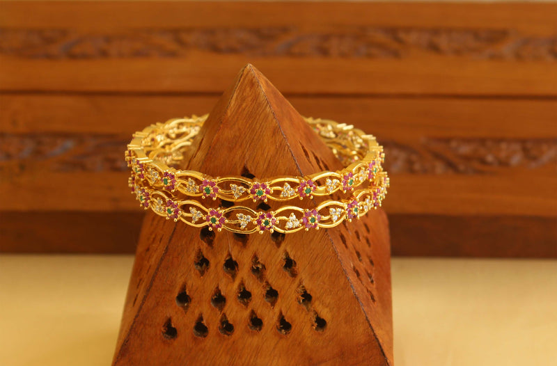 Designer Gold Plated CZ Bangles M1936