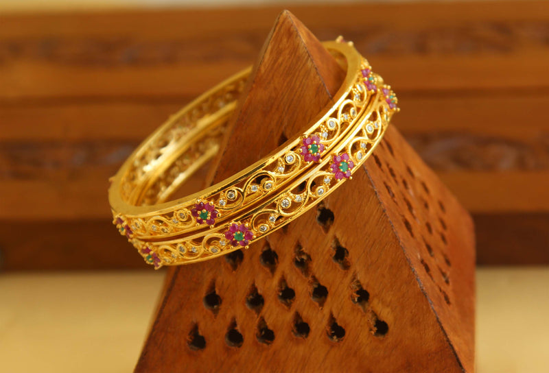 Designer Gold Plated Ruby Bangles M1941