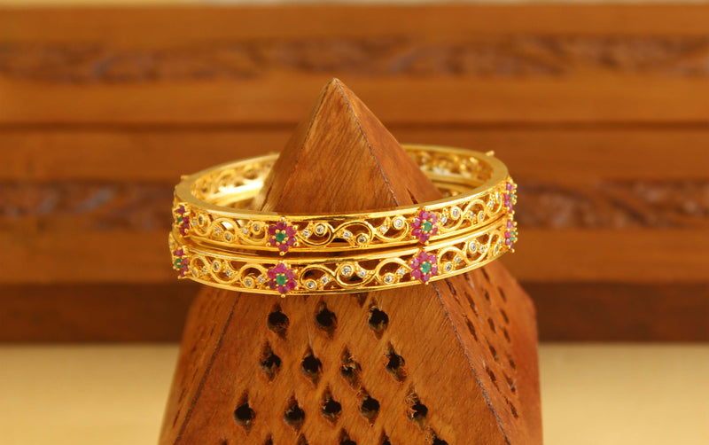 Designer Gold Plated Ruby Bangles M1941