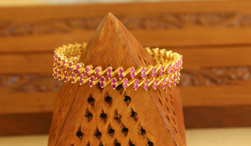 Designer Gold Plated Ruby Bangles M1942