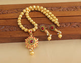 Designer Gold Plated Kempu Necklace Set M1910