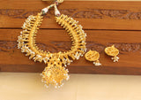 Designer Gold Plated Temple Peacock Necklace Set M1915