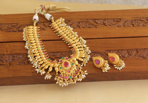 Designer Gold Plated Kempu Mango Necklace Set M1917
