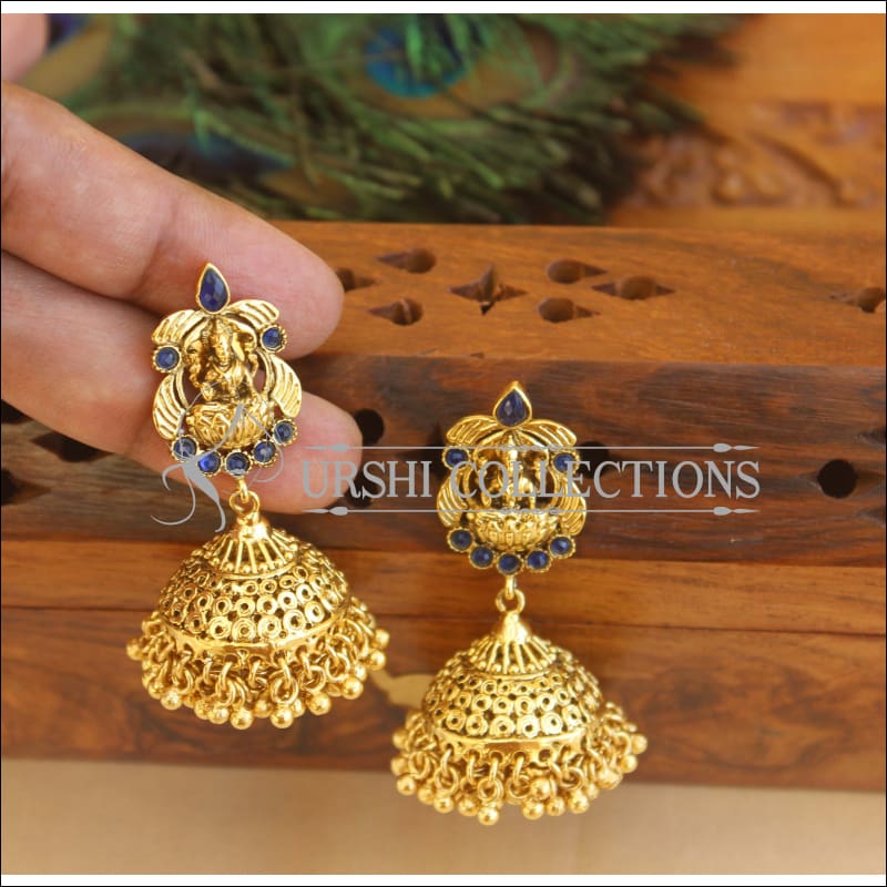 Antique Gold Plated Temple Earrings M2841 - EARRINGS