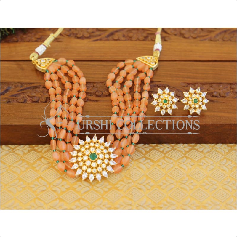 Designer CZ Beads Choker Necklace set M1210 - Necklace Set