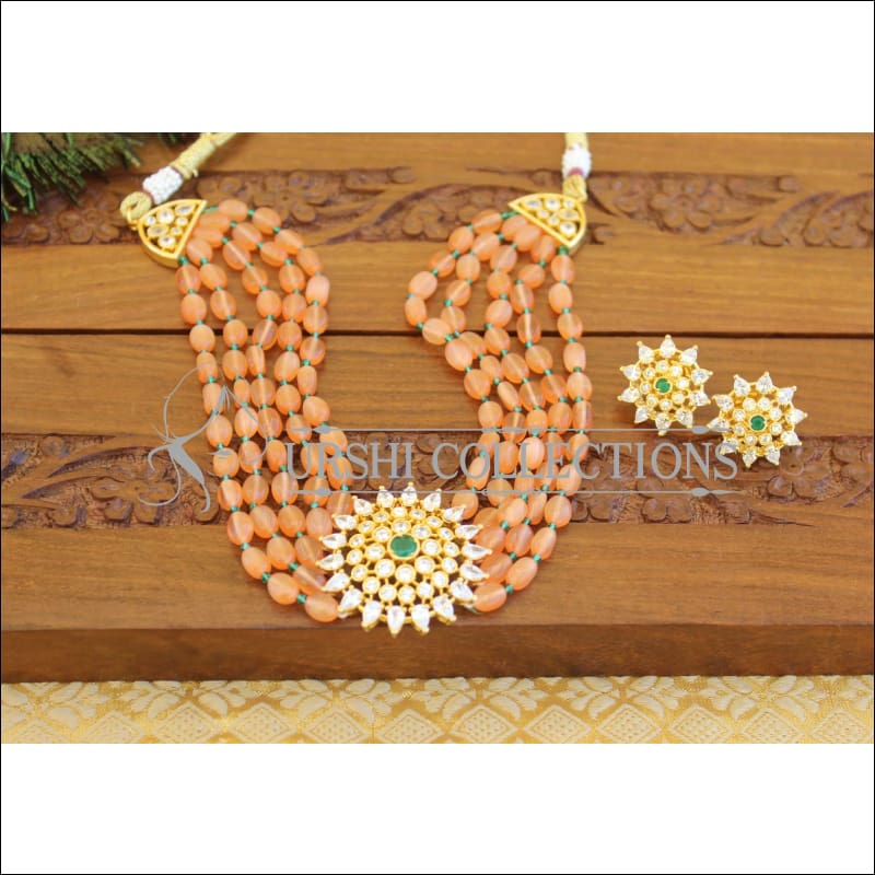 Designer CZ Beads Choker Necklace set M1210 - Necklace Set