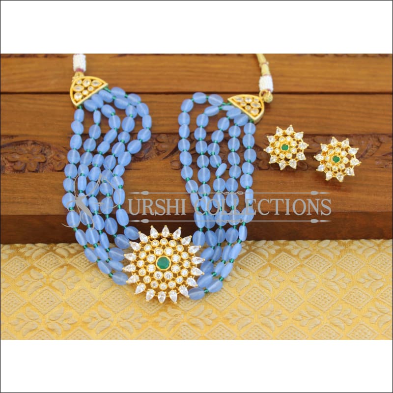 Designer CZ Beads Choker Necklace set M1211 - Necklace Set