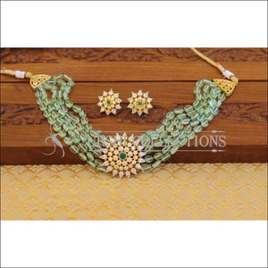 Designer CZ Beads Choker Necklace set M1214 - Necklace Set