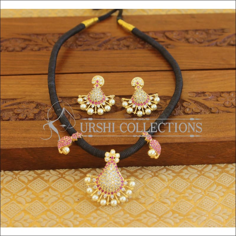 Designer CZ Black Thread Necklace Set M1302 - Necklace Set