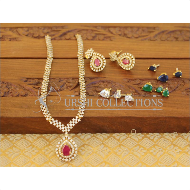 Designer CZ Changeable stone Necklace set M902 - Necklace Set