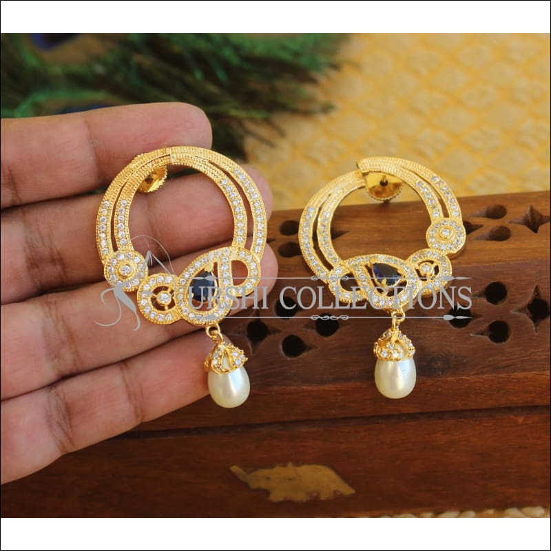 Designer CZ Earrings M381 - BLUE - EARRINGS