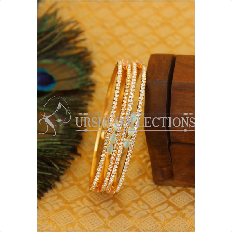 Designer CZ Gold plated bangles M794 - 2.4 - Bangles