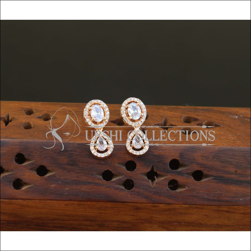 Designer CZ Rose Gold Earrings M2676 - Earrings