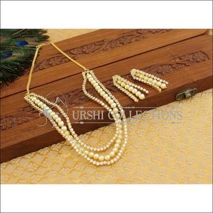 Designer CZ Stone Pearl necklace set M1253 - Necklace Set