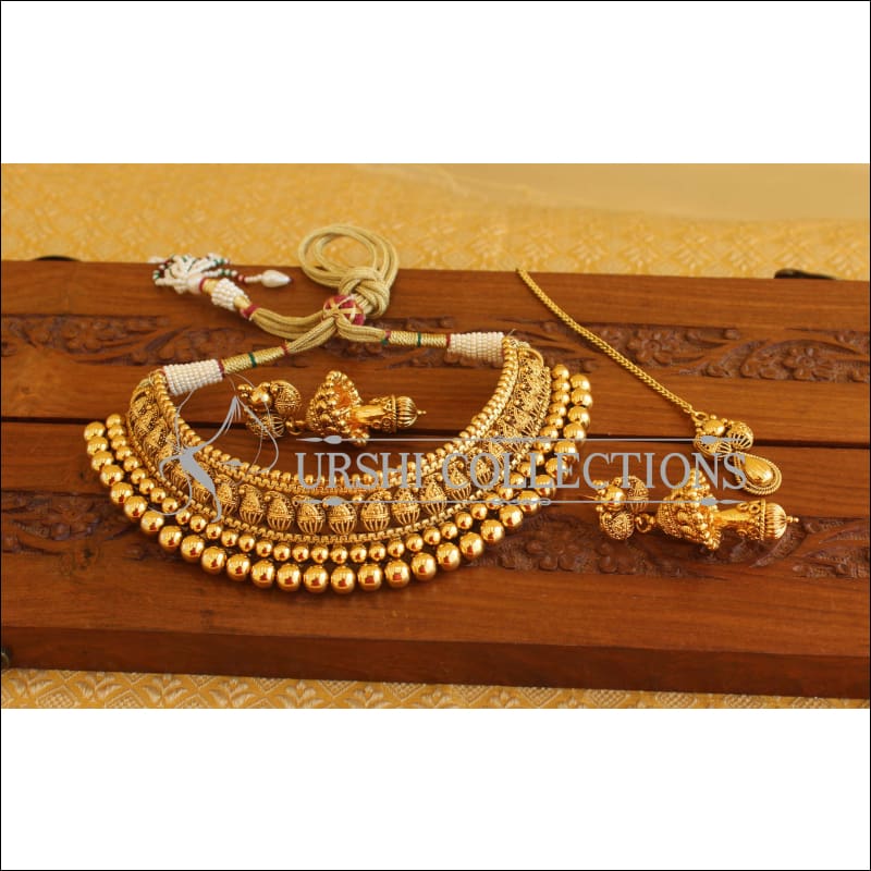 Designer Gold Plated Antique Mango Necklace Set M2038 - Necklace Set