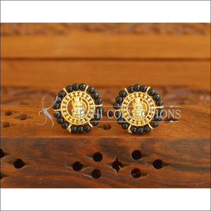 Designer Gold Plated black Pearl Temple Earrings M1993 - Earrings